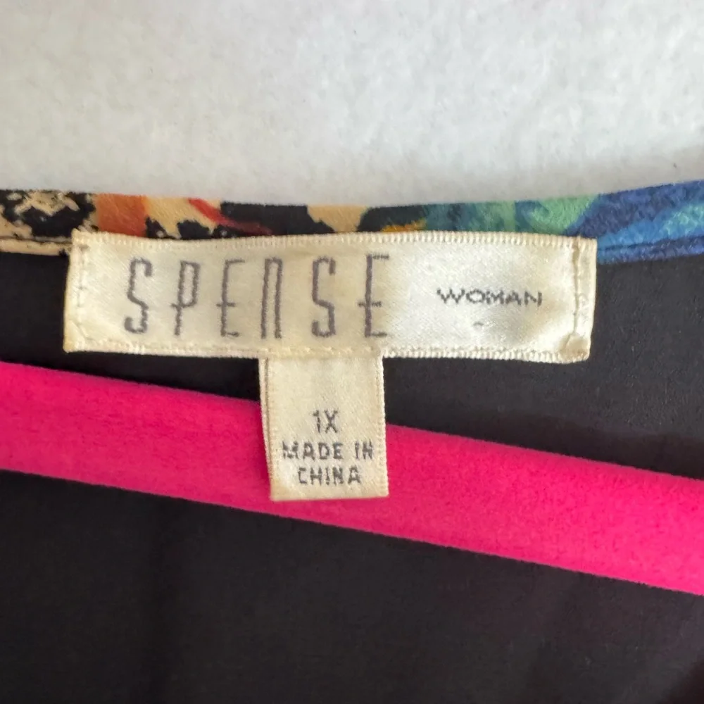 Spense Woman‎ Black Floral Print Blouse Women’s Plus Size 1X - Picture 3 of 5